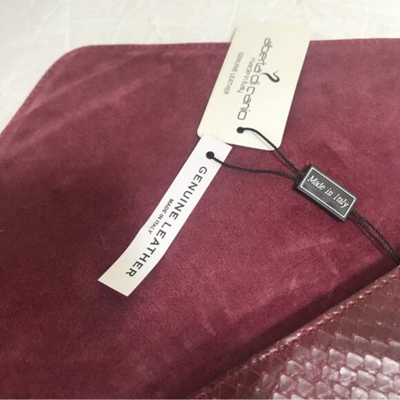 Alberta di Canio NEW Leather Clutch Bag Snake Animal Print Purse Minimalist Red - Picture 8 of 16